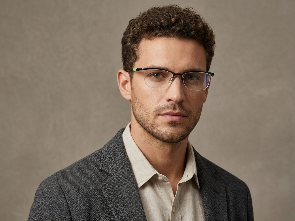 BS2519-0069_Black_Semi-rimless_Ultem_Glasses_corner-tryon_male