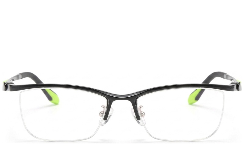 BS2519-0069_Black_Semi-rimless_Ultem_Glasses_front