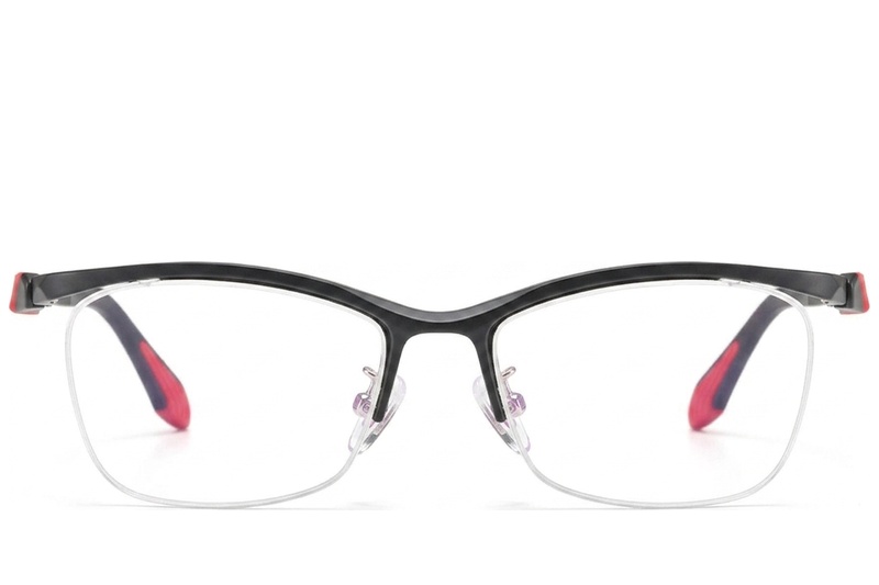 BS2519-0075_Black_Semi-rimless_Ultem_Glasses_front