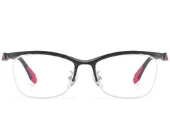 BS2519-0075_Black_Semi-rimless_Ultem_Glasses_front