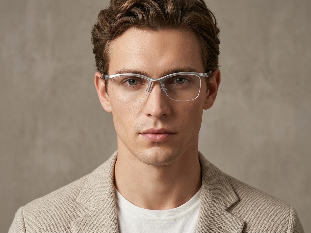 BS2519-0078_Silver_Semi-rimless_Ultem_Glasses_corner-tryon_male