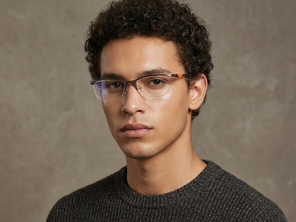 BS2519-0080_Brown_Semi-rimless_Ultem_Glasses_corner-tryon_male