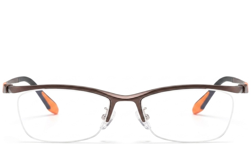 BS2519-0080_Brown_Semi-rimless_Ultem_Glasses_front