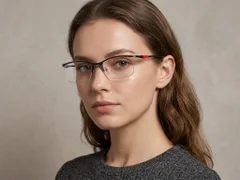 BS2519-0082_Black_Semi-rimless_Ultem_Glasses_corner-tryon_female