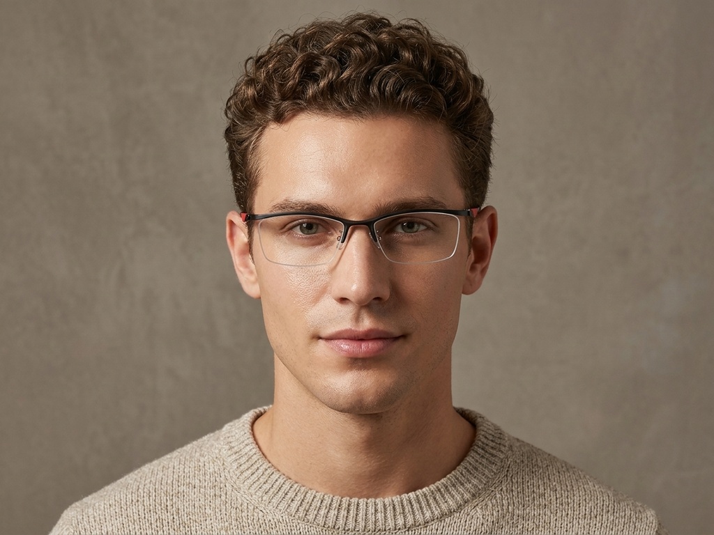 BS2519-0082_Black_Semi-rimless_Ultem_Glasses_corner-tryon_male