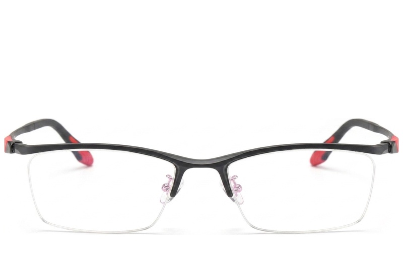 BS2519-0082_Black_Semi-rimless_Ultem_Glasses_front