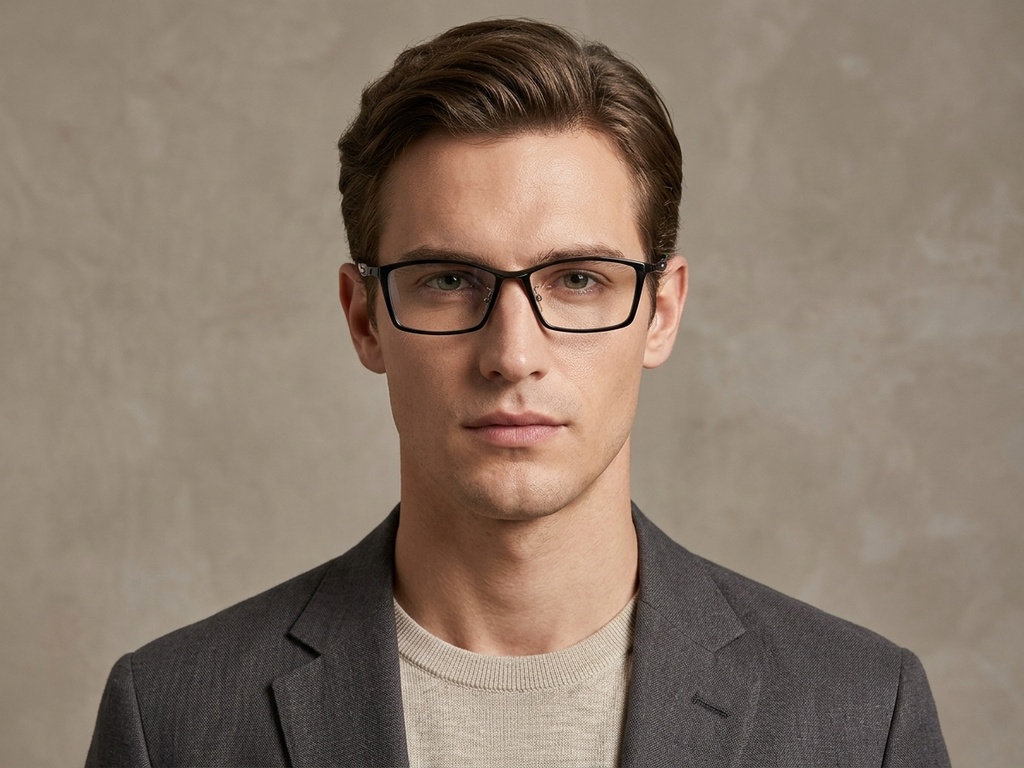 BS2519-0093_Black_Rectangular_Ultem_Glasses_corner-tryon_male