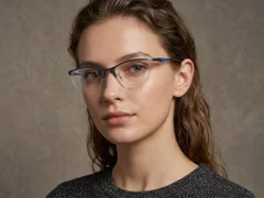 BS2519-0102_Blue_Semi-rimless_Ultem_Glasses_corner-tryon_female