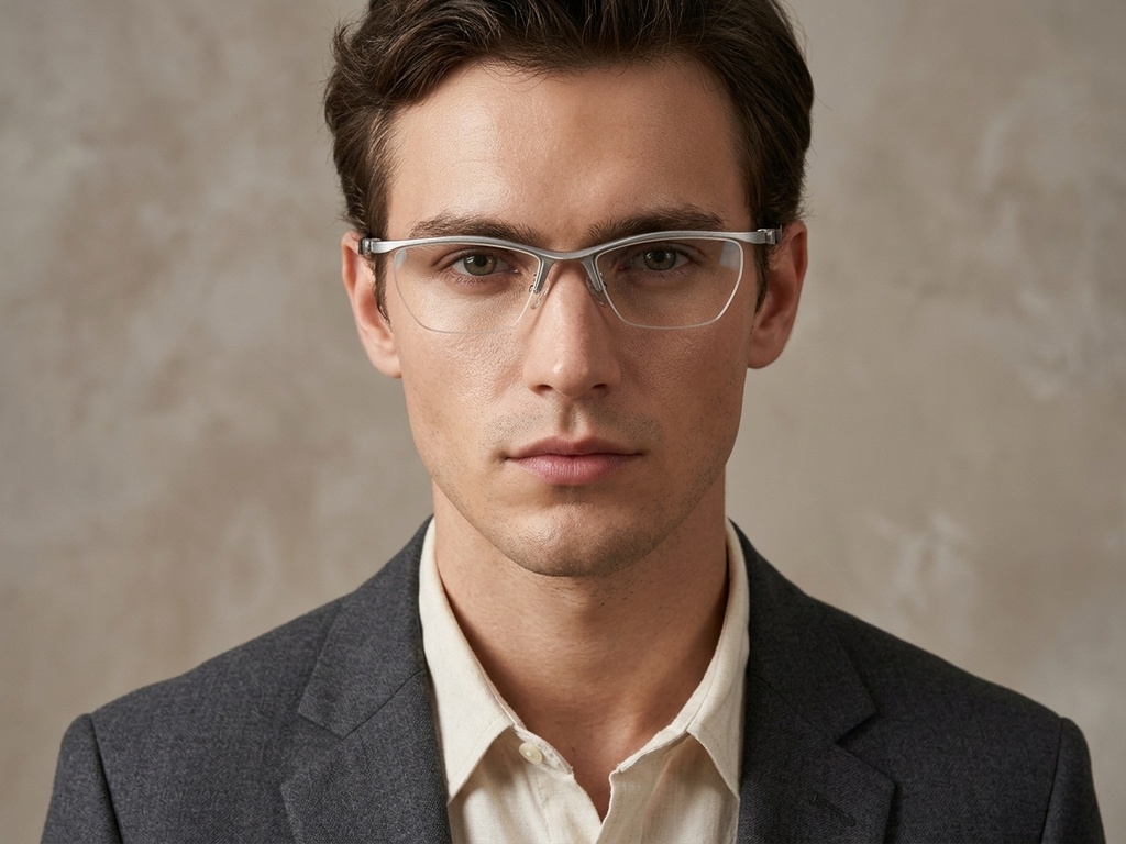 BS2519-0103_Silver_Semi-rimless_Ultem_Glasses_corner-tryon_male