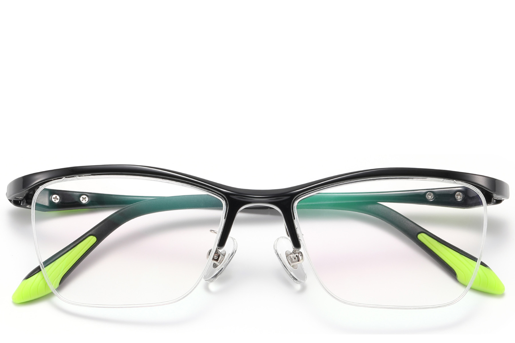 BS2519-0105_Black_Semi-rimless_Ultem_Glasses_front