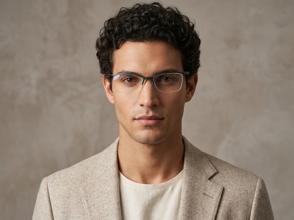 BS2519-0109_Green_Semi-rimless_Ultem_Glasses_corner-tryon_male