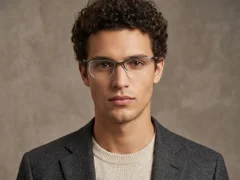 BS2519-0113_Grey_Semi-rimless_Ultem_Glasses_corner-tryon_male