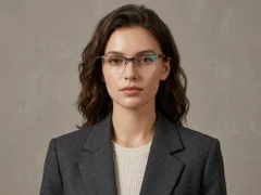 BS2519-0116_Brown_Semi-rimless_Ultem_Glasses_corner-tryon_female