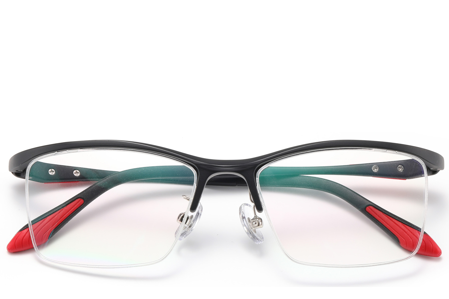BS2519-0118_Black_Semi-rimless_Ultem_Glasses_front