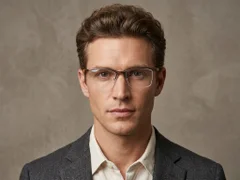 BS2519-0122_Brown_Semi-rimless_Ultem_Glasses_corner-tryon_male