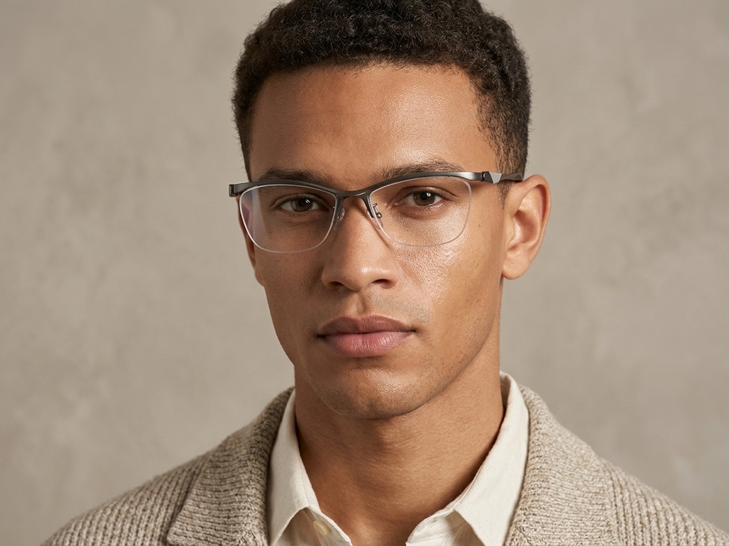BS2519-0125_Grey_Semi-rimless_Ultem_Glasses_corner-tryon_male