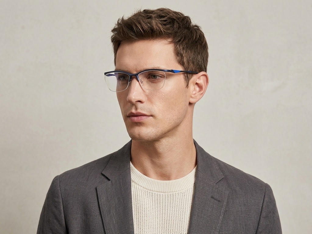 BS2519-0126_Blue_Semi-rimless_Ultem_Glasses_corner-tryon_male