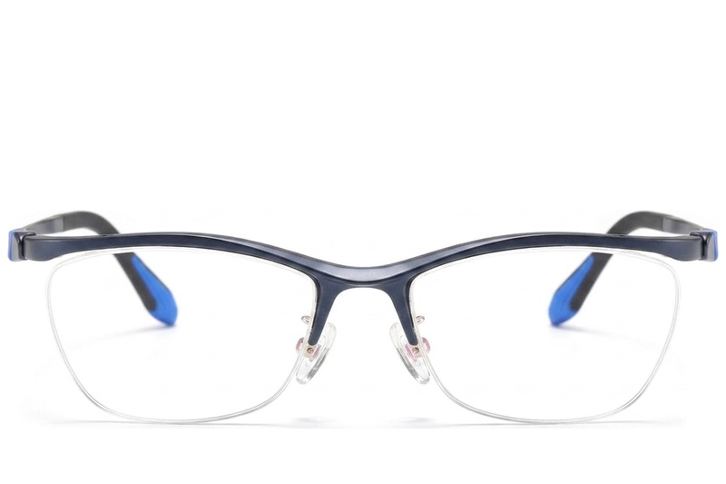 BS2519-0126_Blue_Semi-rimless_Ultem_Glasses_front