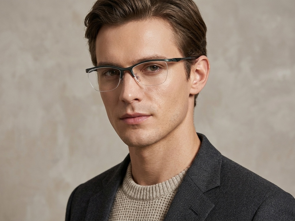 BS2519-0127_Green_Semi-rimless_Ultem_Glasses_corner-tryon_male