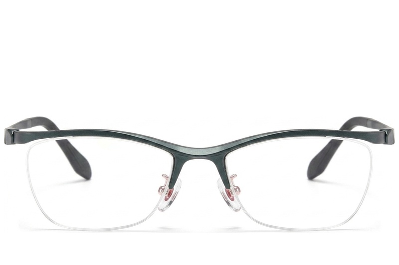 BS2519-0127_Green_Semi-rimless_Ultem_Glasses_front