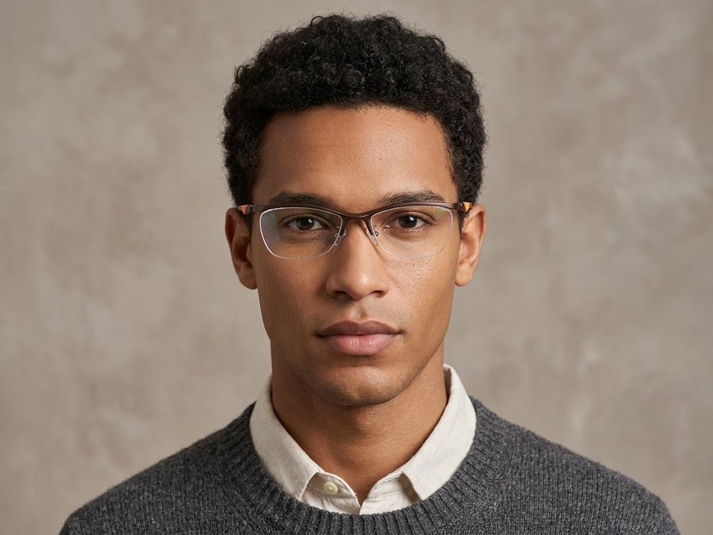 BS2519-0128_Brown_Semi-rimless_Ultem_Glasses_corner-tryon_male