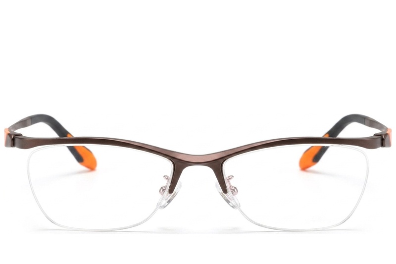 BS2519-0128_Brown_Semi-rimless_Ultem_Glasses_front