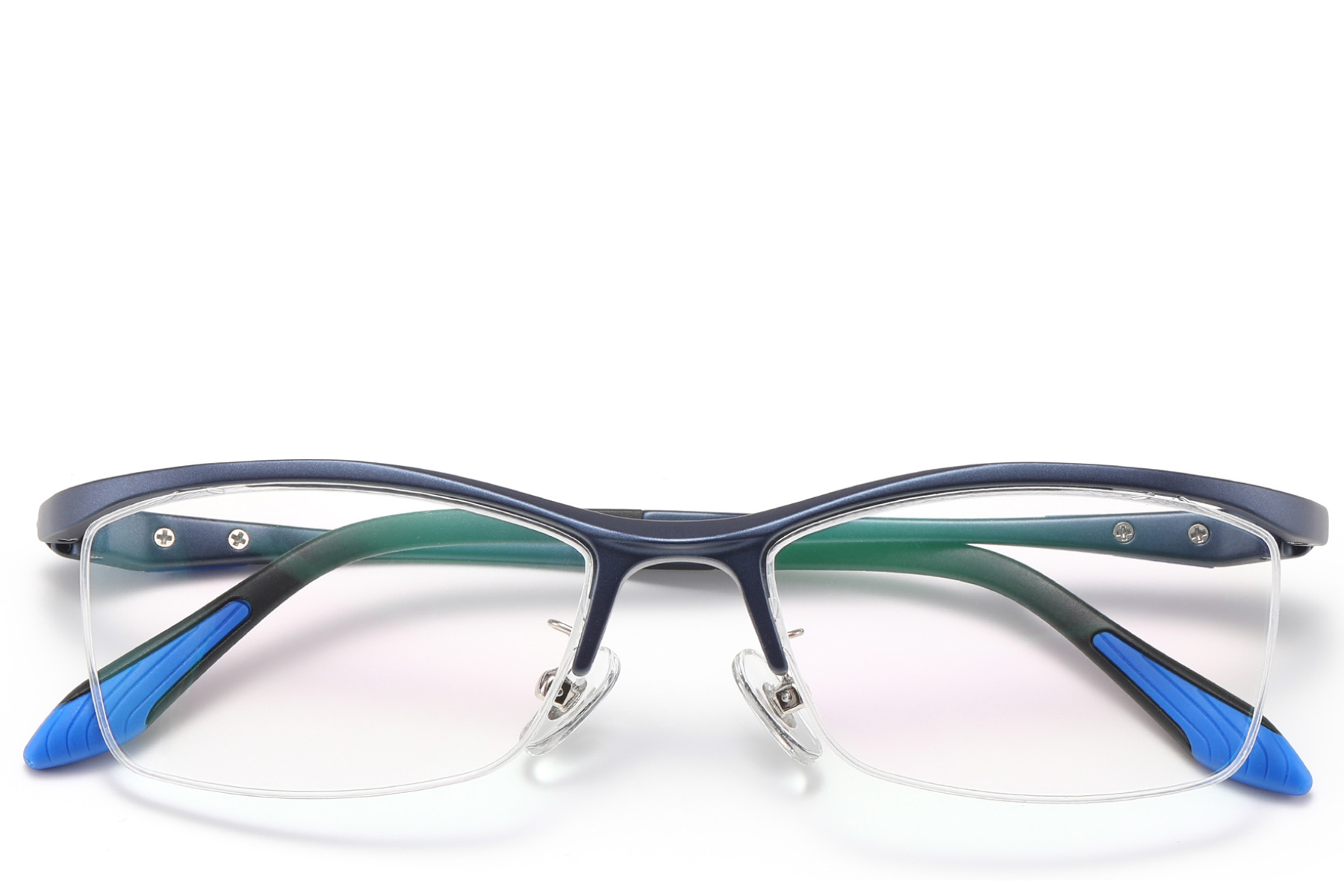 BS2519-0132_Blue_Semi-rimless_Ultem_Glasses_front