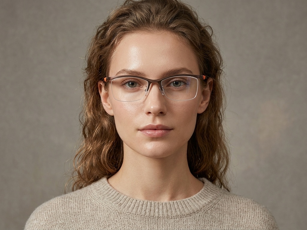 BS2519-0134_Brown_Semi-rimless_Ultem_Glasses_corner-tryon_female