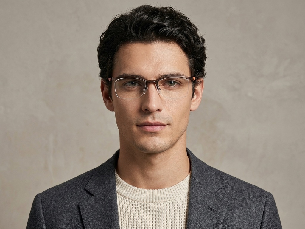 BS2519-0134_Brown_Semi-rimless_Ultem_Glasses_corner-tryon_male