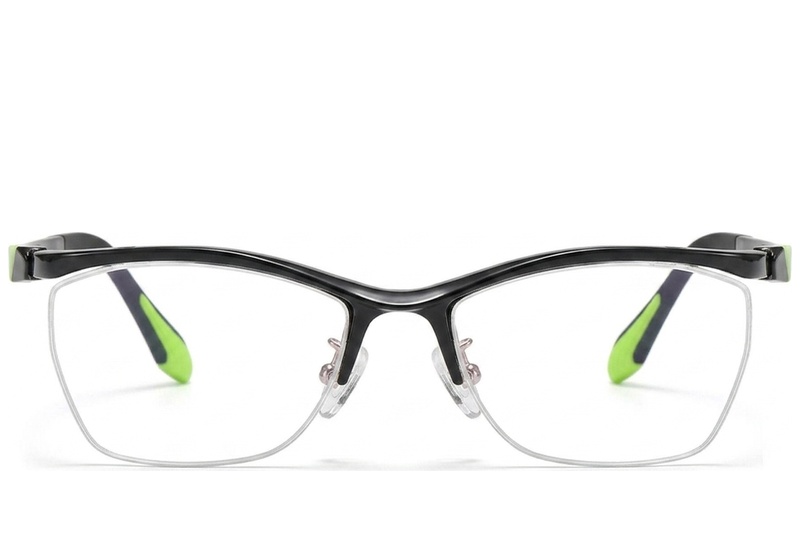 BS2519-0141_Black_Semi-rimless_Ultem_Glasses_front