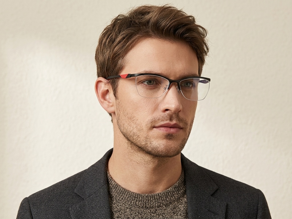 BS2519-0142_Black_Semi-rimless_Ultem_Glasses_corner-tryon_male