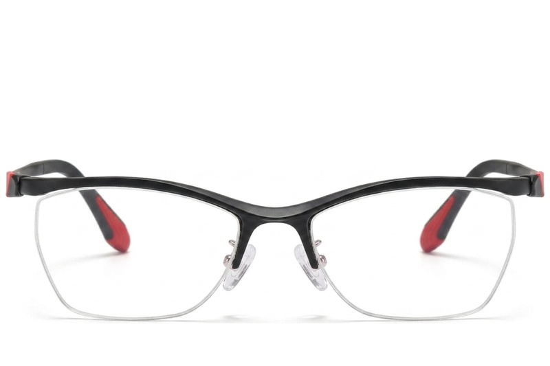 BS2519-0142_Black_Semi-rimless_Ultem_Glasses_front