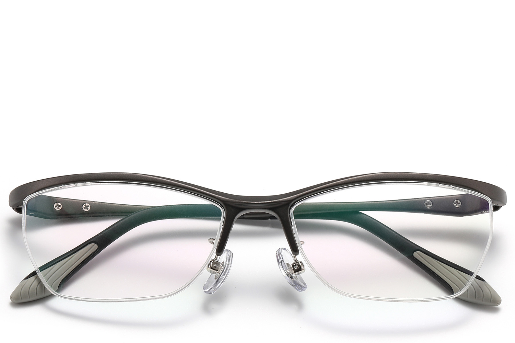BS2519-0143_Grey_Semi-rimless_Ultem_Glasses_front