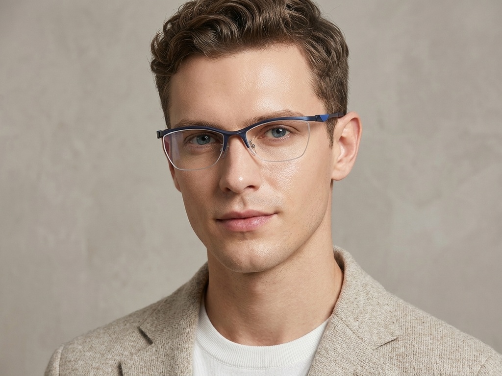 BS2519-0144_Blue_Semi-rimless_Ultem_Glasses_corner-tryon_male