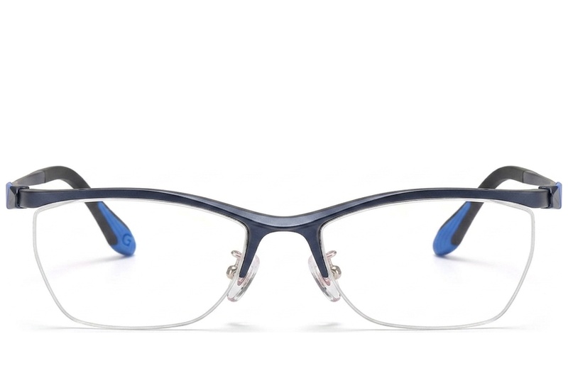 BS2519-0144_Blue_Semi-rimless_Ultem_Glasses_front