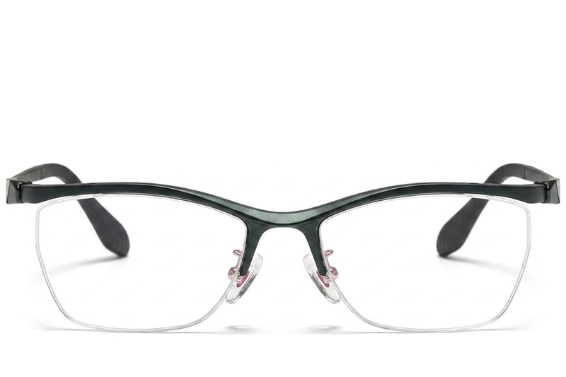 BS2519-0145_Green_Semi-rimless_Ultem_Glasses_front
