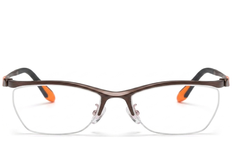 BS2519-0146_Brown_Semi-rimless_Ultem_Glasses_front