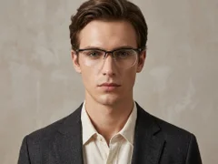 BS2519-0147_Black_Semi-rimless_Ultem_Glasses_corner-tryon_male
