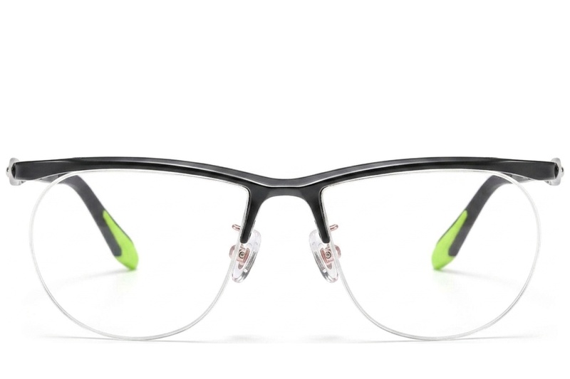 BS2519-0147_Black_Semi-rimless_Ultem_Glasses_front