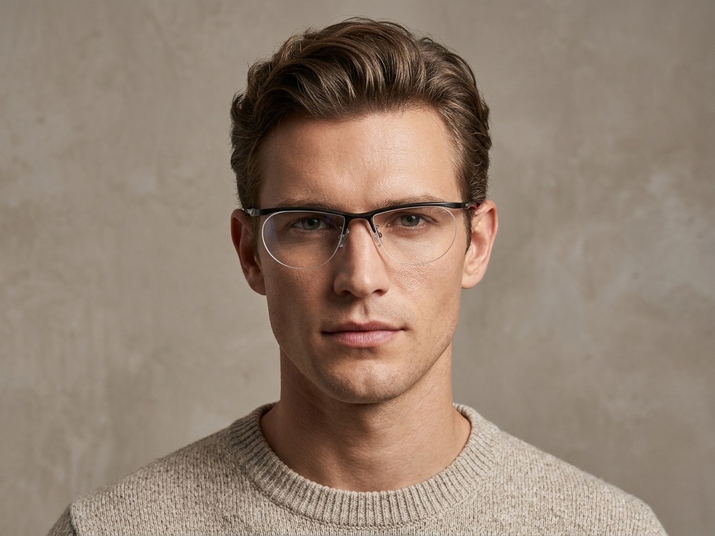 BS2519-0148_Black_Semi-rimless_Ultem_Glasses_corner-tryon_male