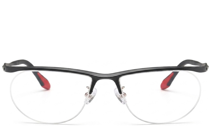 BS2519-0148_Black_Semi-rimless_Ultem_Glasses_front