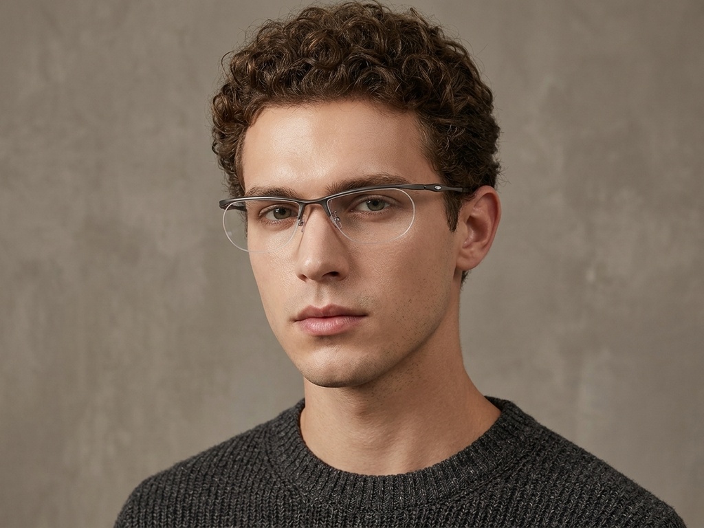 BS2519-0149_Grey_Semi-rimless_Ultem_Glasses_corner-tryon_male