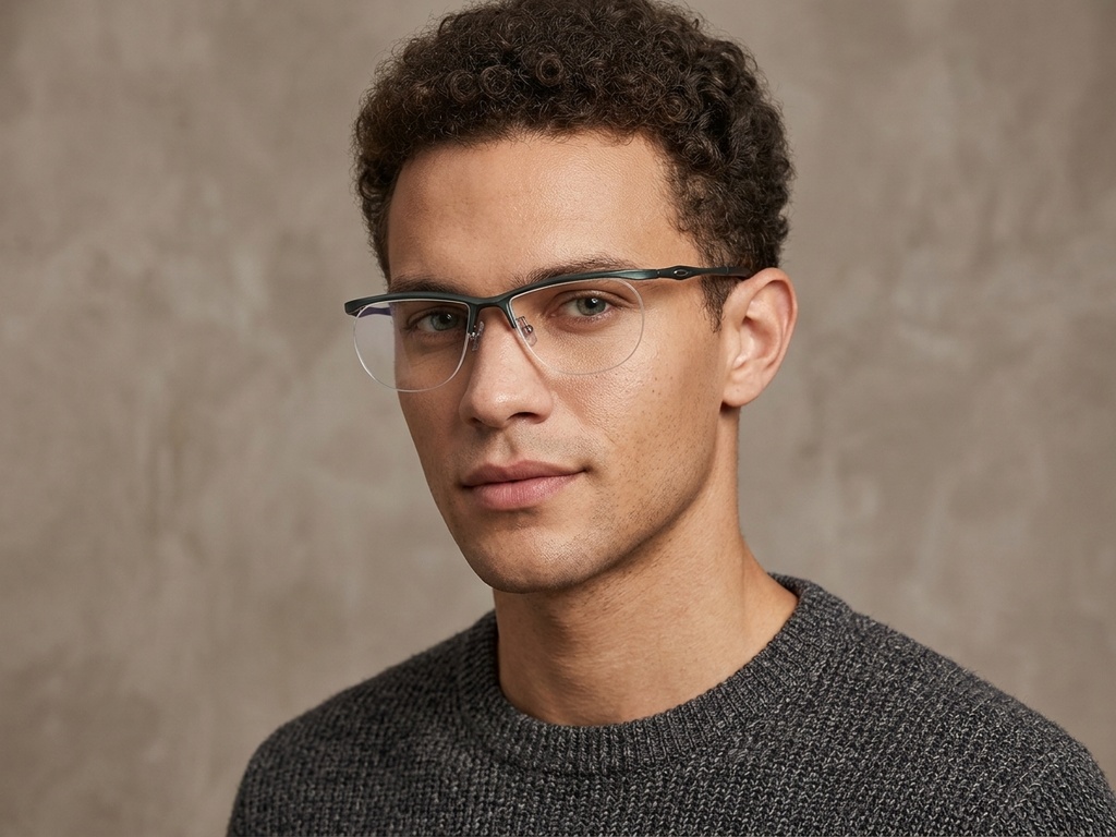 BS2519-0151_Green_Semi-rimless_Ultem_Glasses_corner-tryon_male