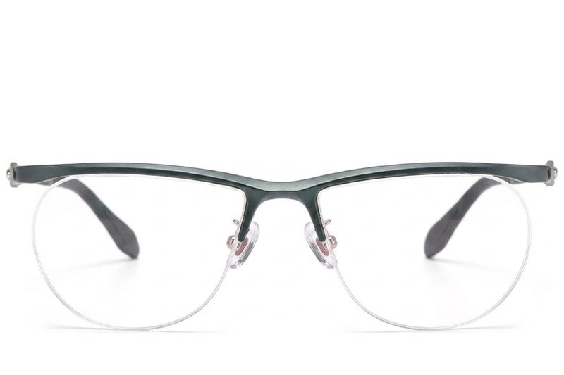 BS2519-0151_Green_Semi-rimless_Ultem_Glasses_front