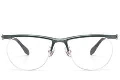 BS2519-0151_Green_Semi-rimless_Ultem_Glasses_front