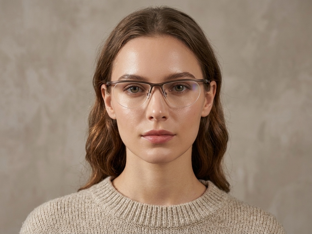 BS2519-0152_Brown_Semi-rimless_Ultem_Glasses_corner-tryon_female