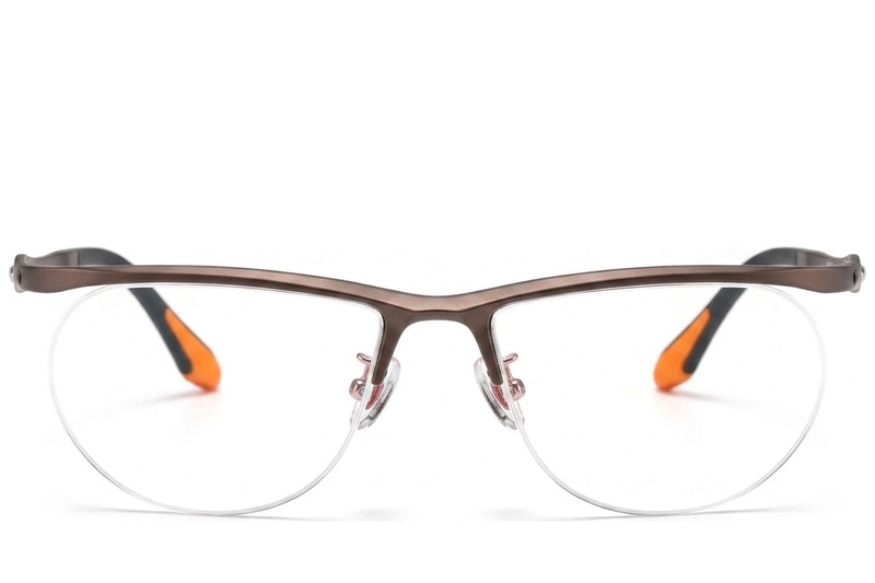 BS2519-0152_Brown_Semi-rimless_Ultem_Glasses_front