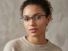 BS2519-0154_Black_Semi-rimless_Ultem_Glasses_corner-tryon_female