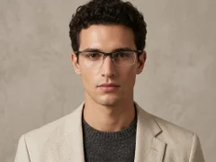 BS2519-0154_Black_Semi-rimless_Ultem_Glasses_corner-tryon_male