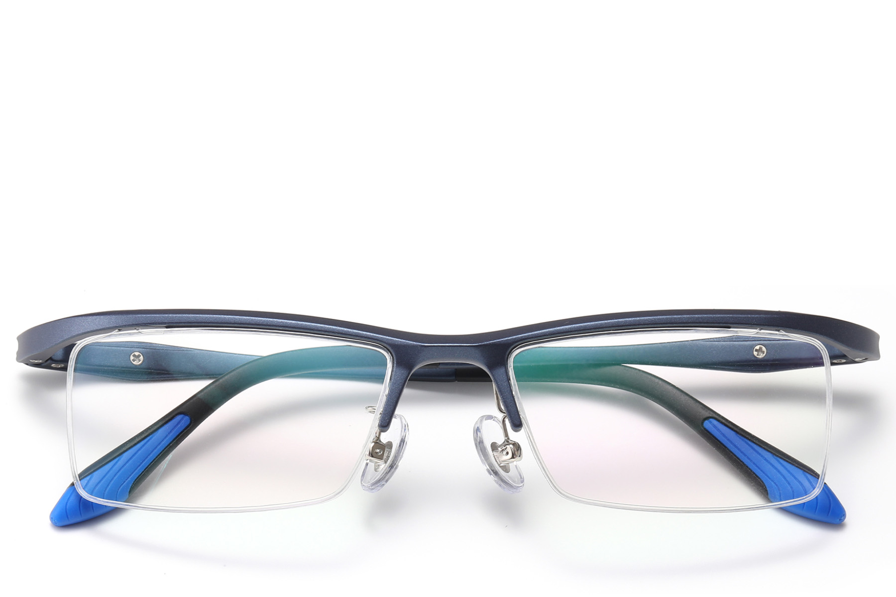 BS2519-0156_Blue_Semi-rimless_Ultem_Glasses_front